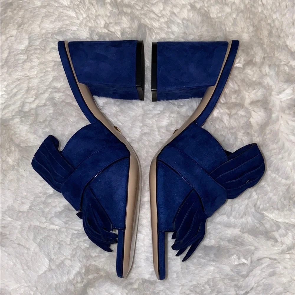 Gucci Women's GG Navy Fringe Sandals